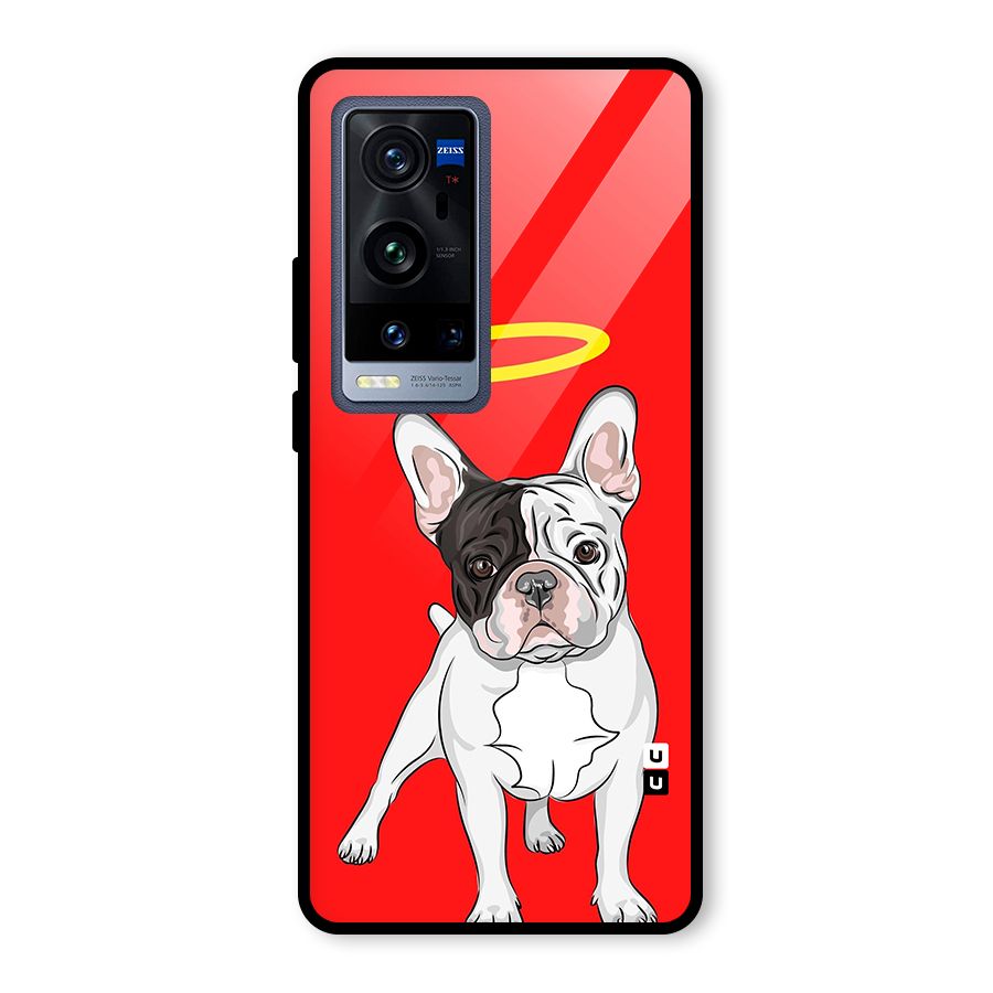 French Cute Angel Doggo Glass Back Case for Vivo X60 Pro Plus