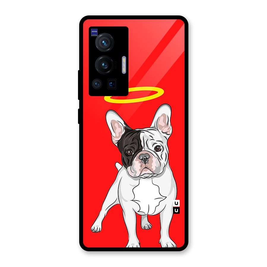 French Cute Angel Doggo Glass Back Case for Vivo X70 Pro