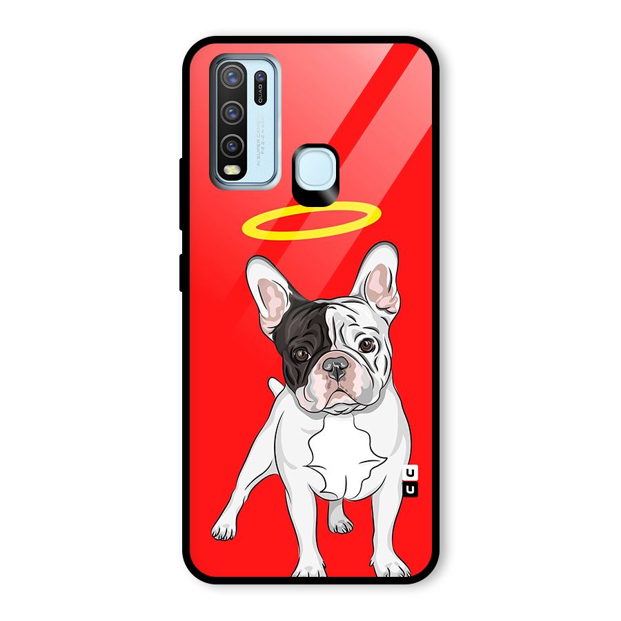 French Cute Angel Doggo Glass Back Case for Vivo Y50