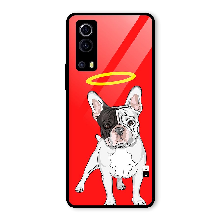 French Cute Angel Doggo Glass Back Case for Vivo iQOO Z3