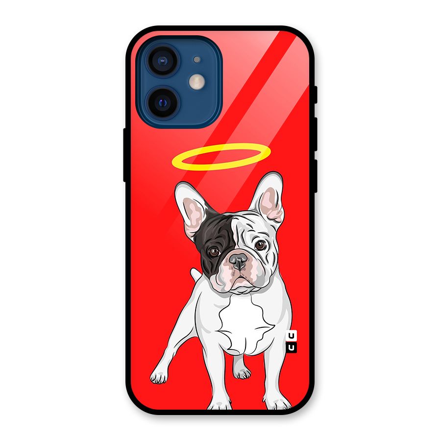 French Cute Angel Doggo Glass Back Case for iPhone 12 Mini