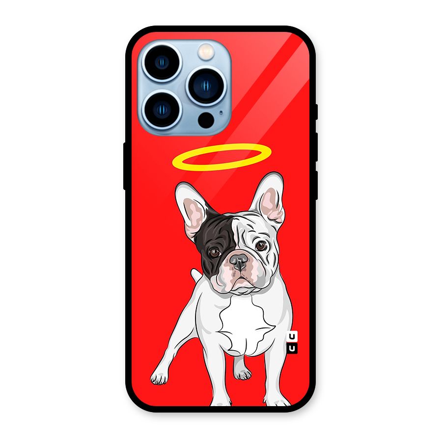French Cute Angel Doggo Glass Back Case for iPhone 13 Pro