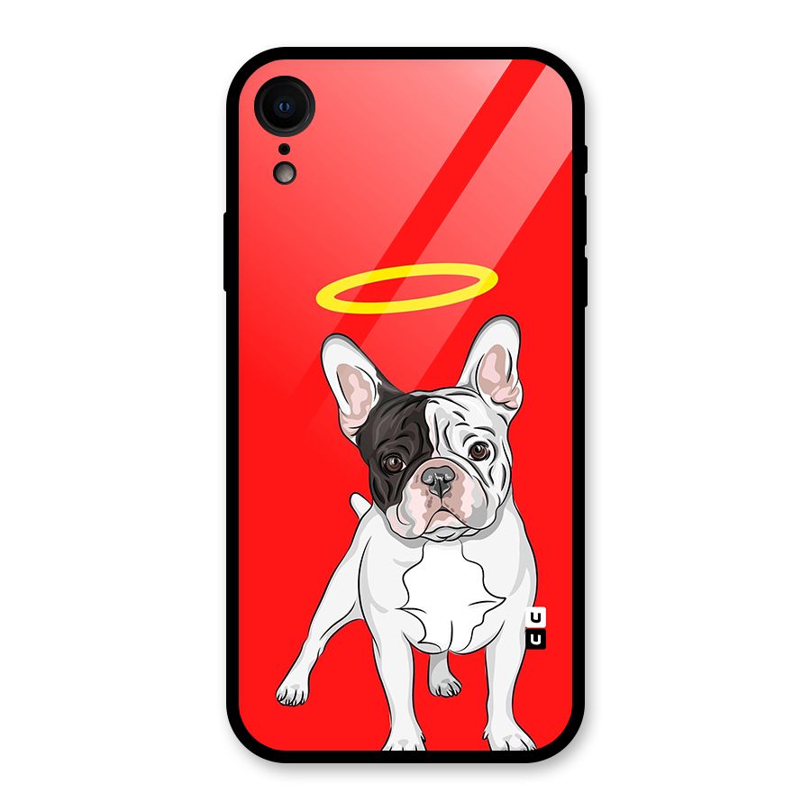 French Cute Angel Doggo Glass Back Case for iPhone XR