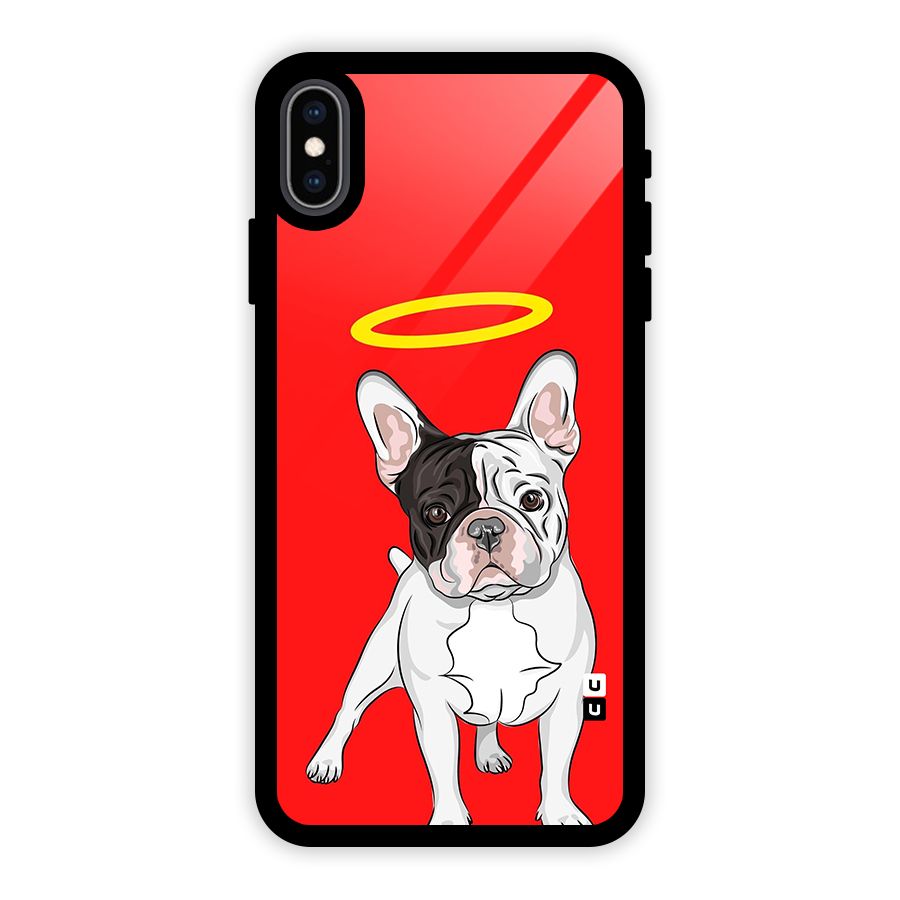 French Cute Angel Doggo Glass Back Case for iPhone XS Max