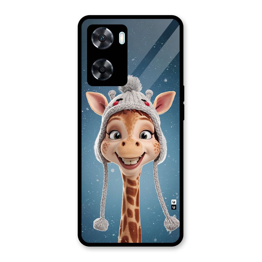 Funny Giraffe Glass Back Case for Oppo A77s