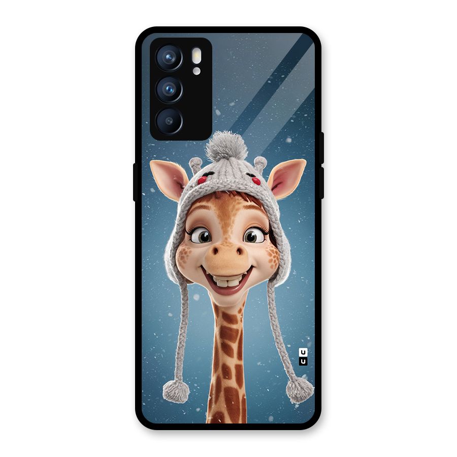 Funny Giraffe Glass Back Case for Oppo Reno6 5G
