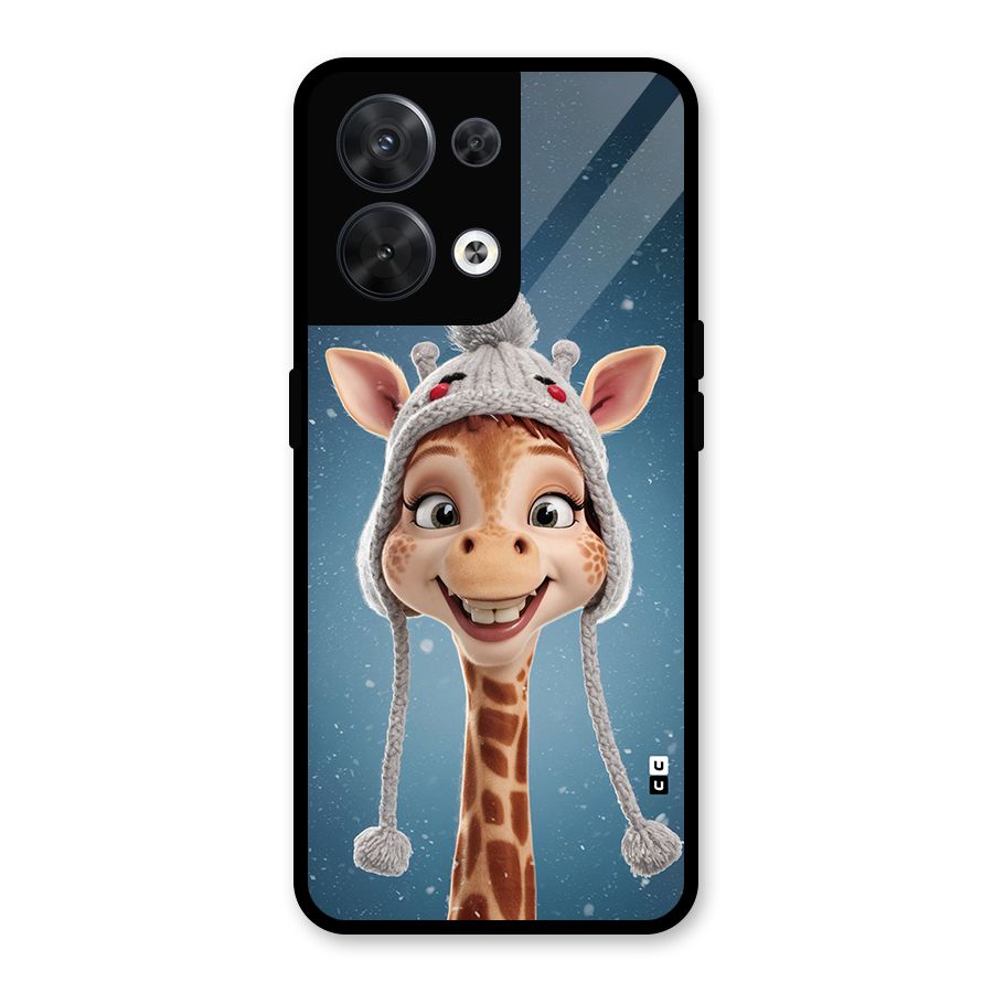Funny Giraffe Glass Back Case for Oppo Reno8 5G