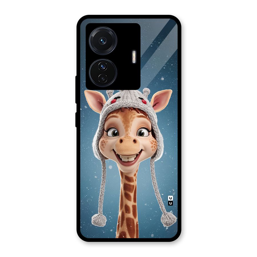 Funny Giraffe Glass Back Case for Vivo T1 Pro