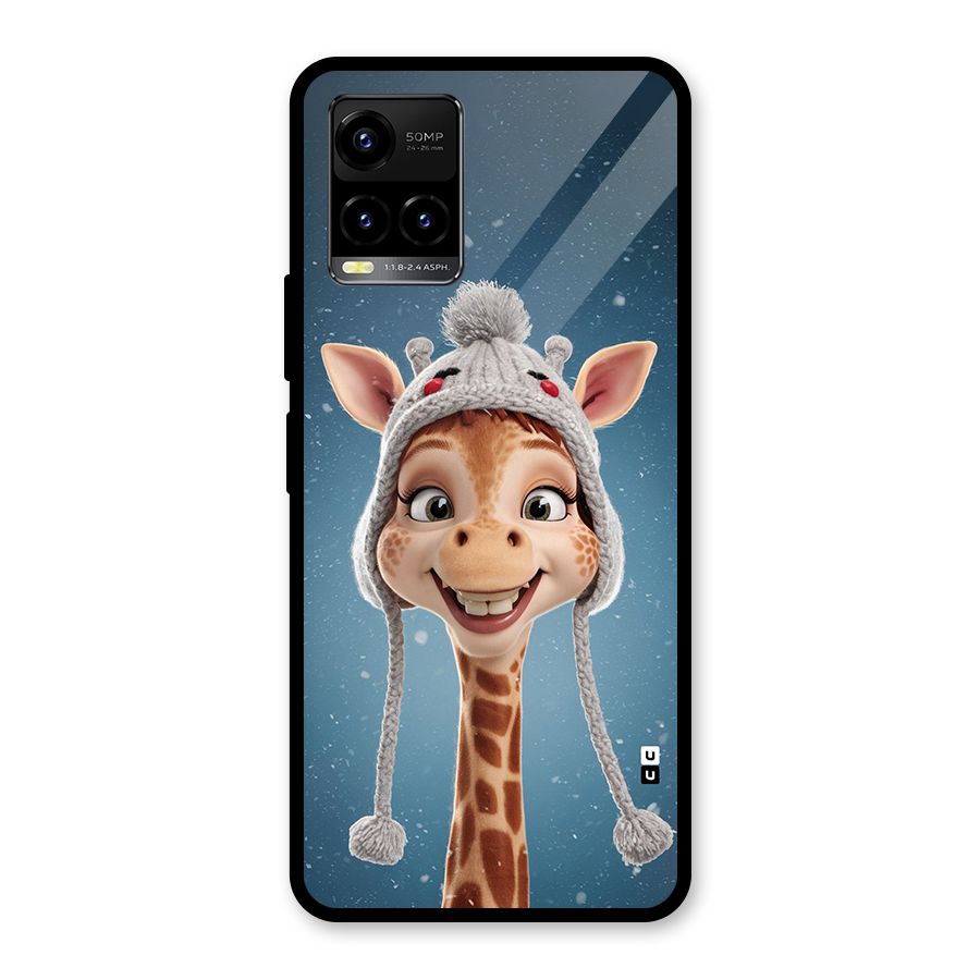 Funny Giraffe Glass Back Case for Vivo Y21G
