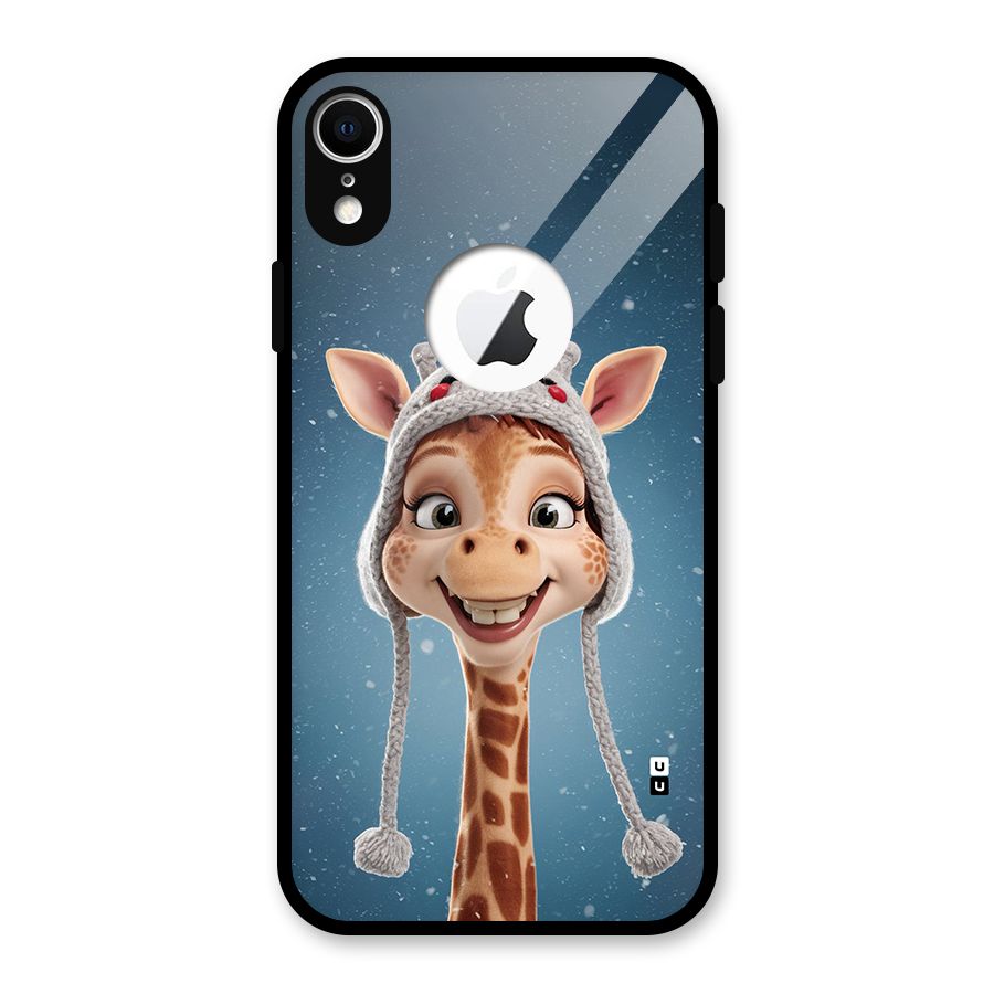 Funny Giraffe Glass Back Case for iPhone XR Logo Cut