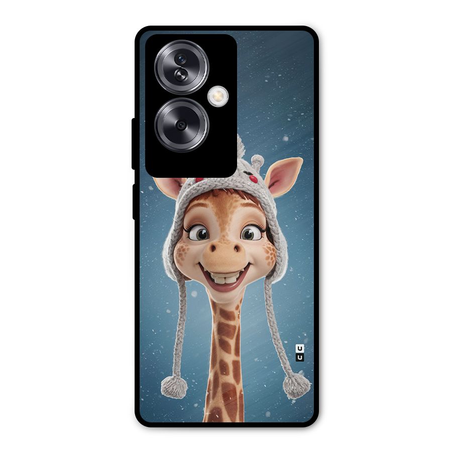 Funny Giraffe Metal Back Case for Oppo A79 5G