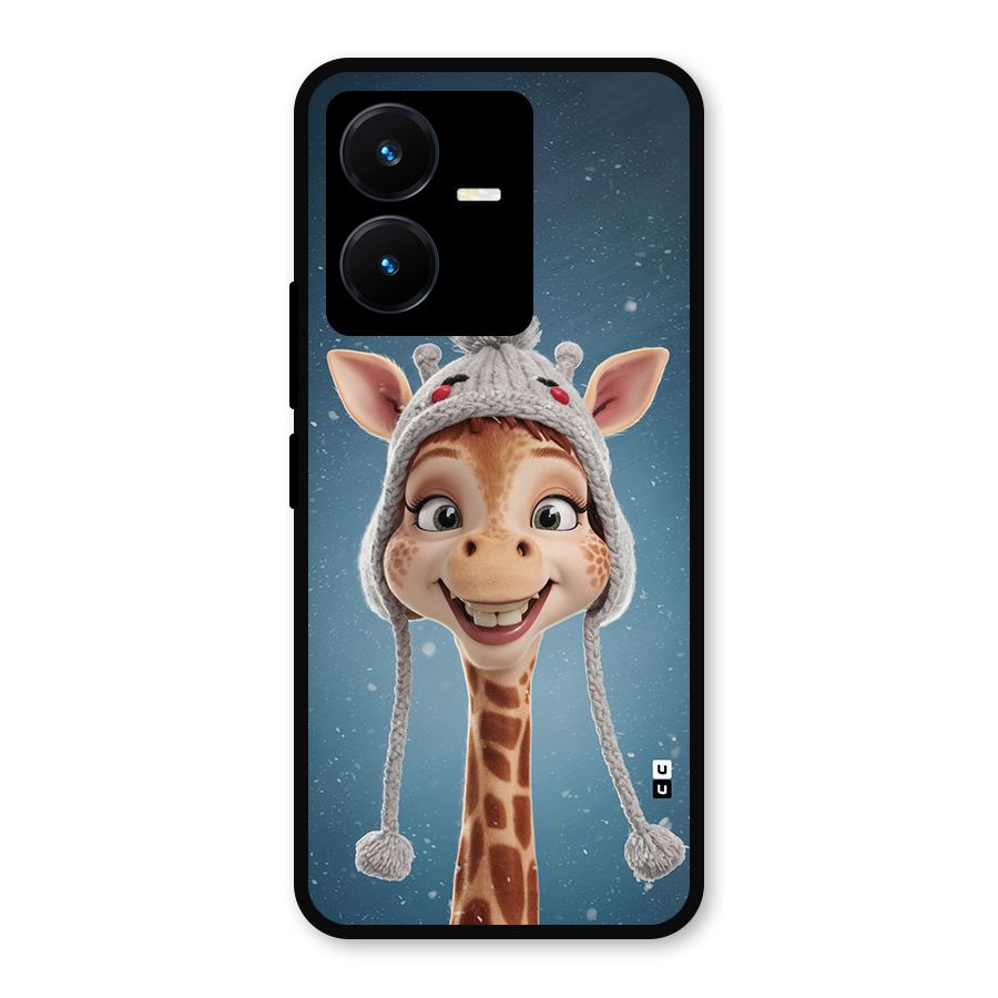 Funny Giraffe Metal Back Case for Vivo Y22s