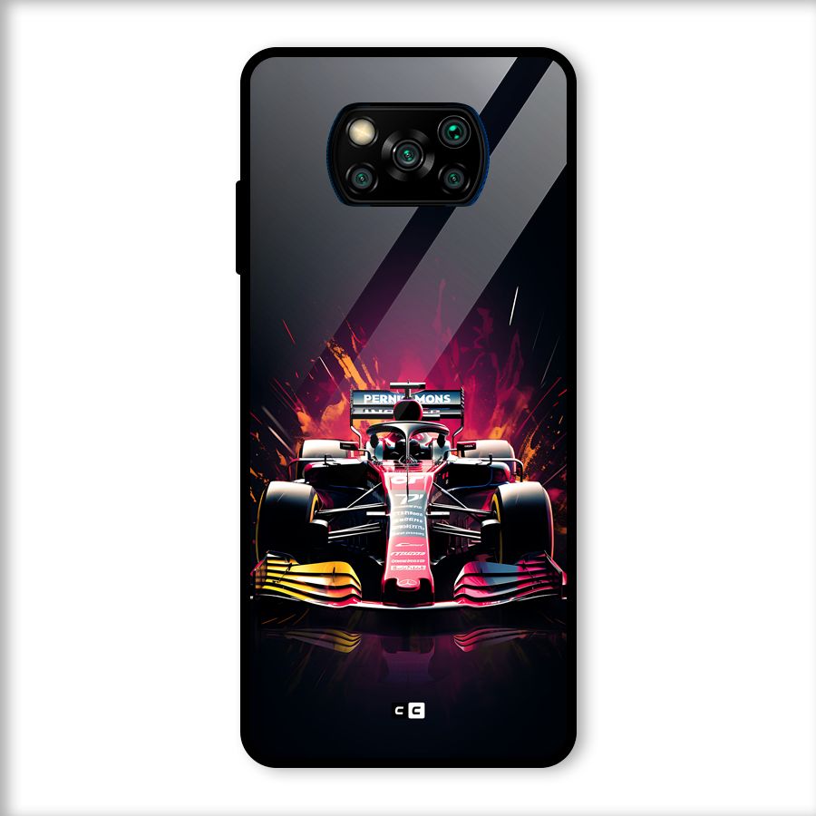 Game Racing Glass Back Case for Poco X3