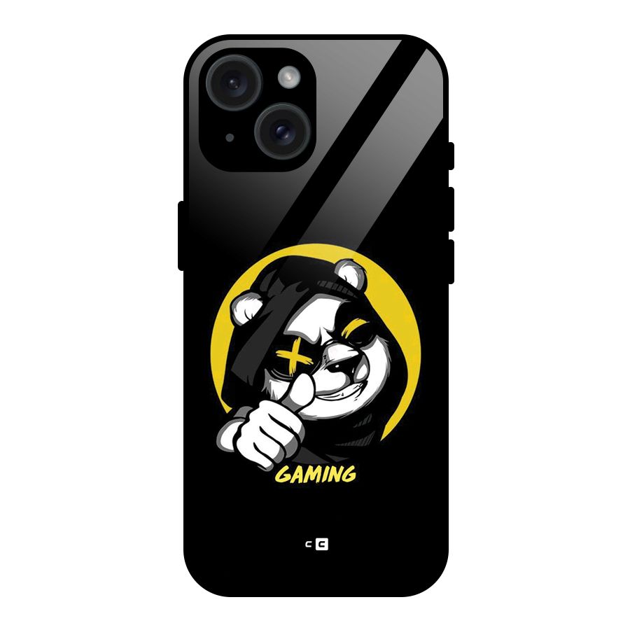 Gaming Panda Glass Back Case for iPhone 15