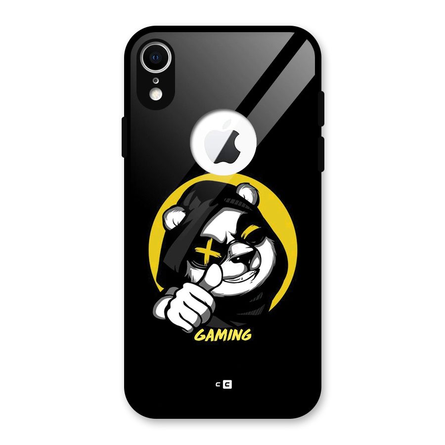 Gaming Panda Glass Back Case for iPhone XR Logo Cut