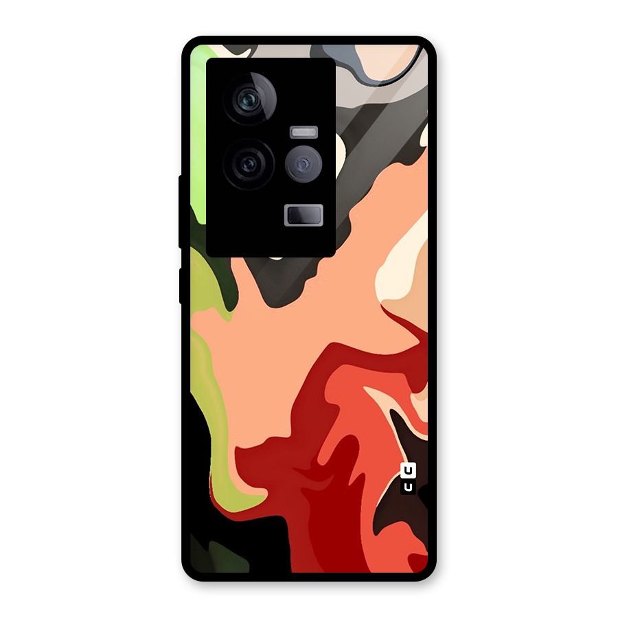 Geometric Abstract Acrylic Oil Pattern Art Glass Back Case for Vivo iQOO 11 5G