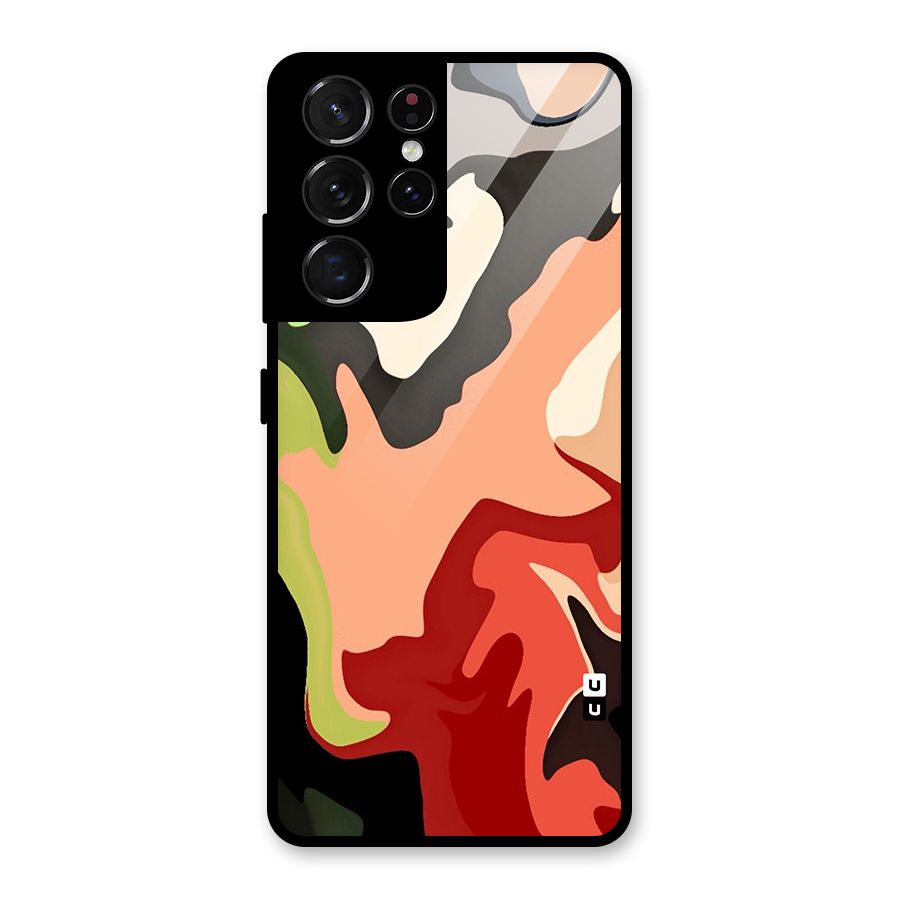 Geometric Abstract Acrylic Oil Pattern Art Glass Back Case for Galaxy S21 Ultra 5G
