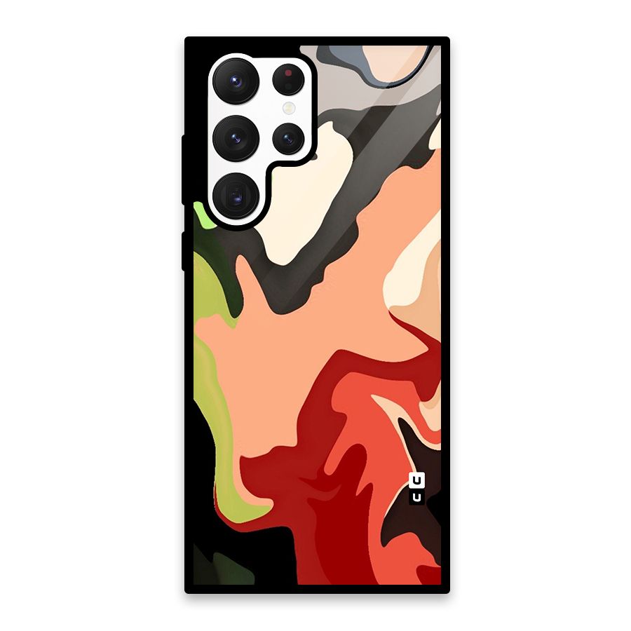 Geometric Abstract Acrylic Oil Pattern Art Glass Back Case for Galaxy S22 Ultra 5G