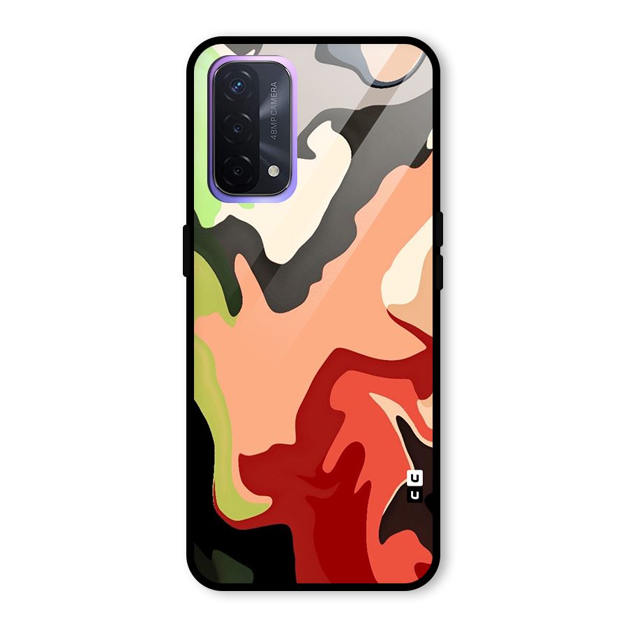 Geometric Abstract Acrylic Oil Pattern Art Glass Back Case for Oppo A74 5G