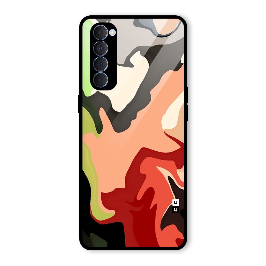 Geometric Abstract Acrylic Oil Pattern Art Glass Back Case for Oppo Reno4 Pro