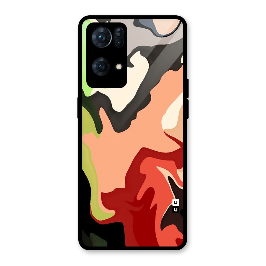 Geometric Abstract Acrylic Oil Pattern Art Glass Back Case for Oppo Reno7 Pro 5G