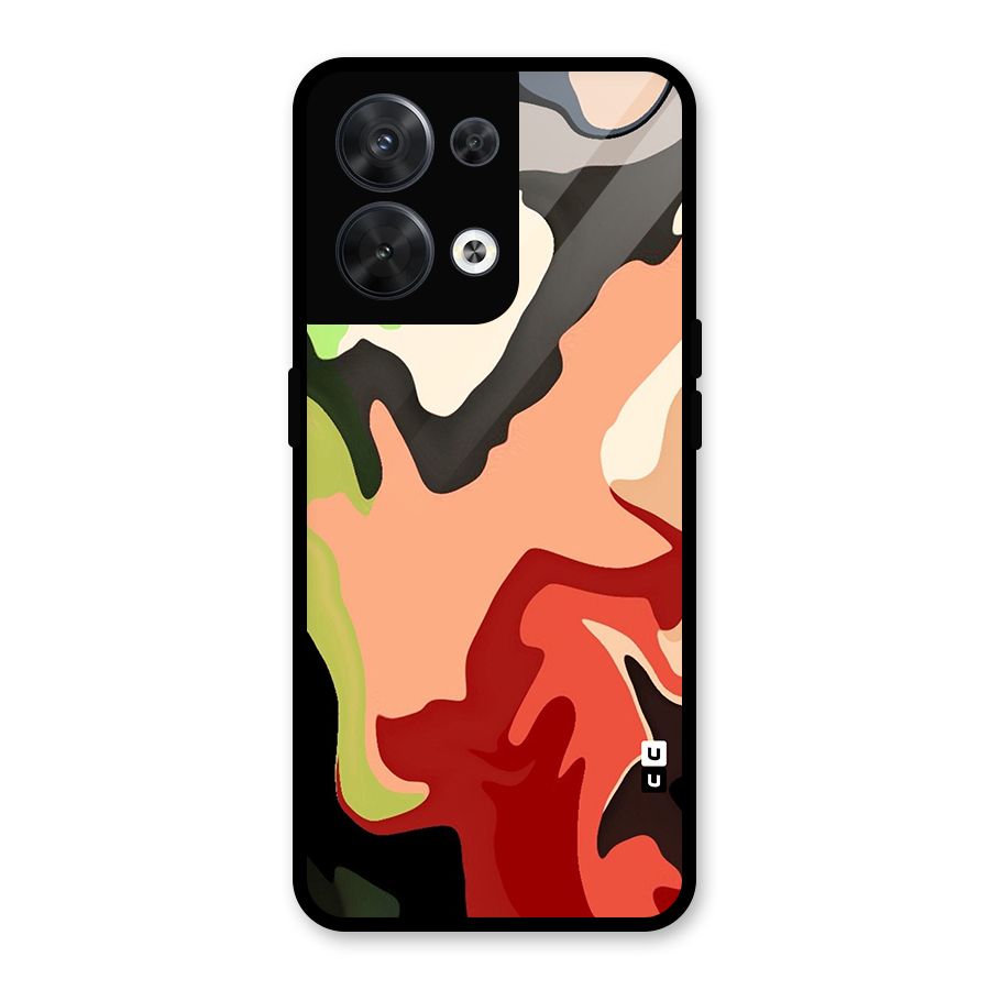 Geometric Abstract Acrylic Oil Pattern Art Glass Back Case for Oppo Reno8 5G
