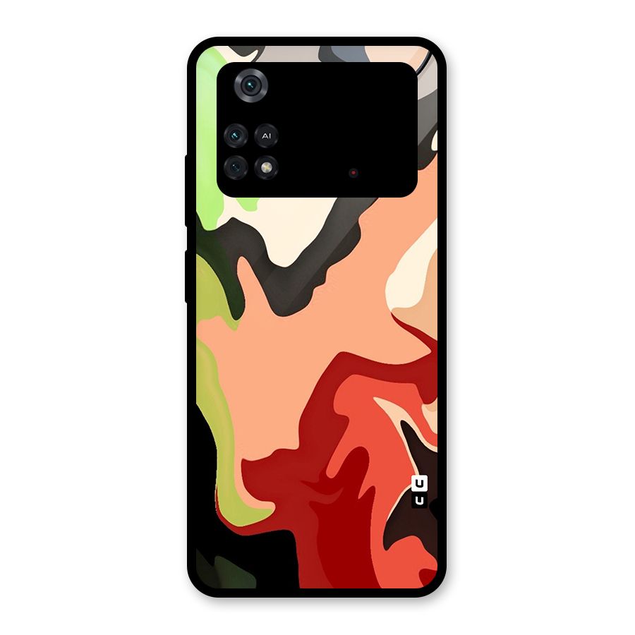 Geometric Abstract Acrylic Oil Pattern Art Glass Back Case for Poco M4 Pro 4G