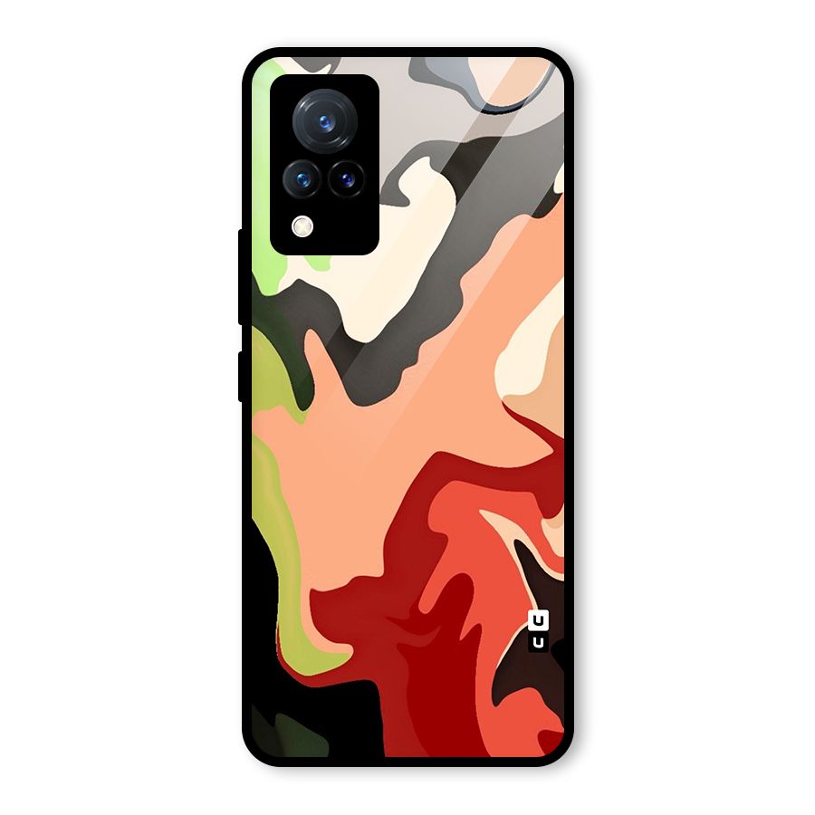 Geometric Abstract Acrylic Oil Pattern Art Glass Back Case for Vivo V21 5G