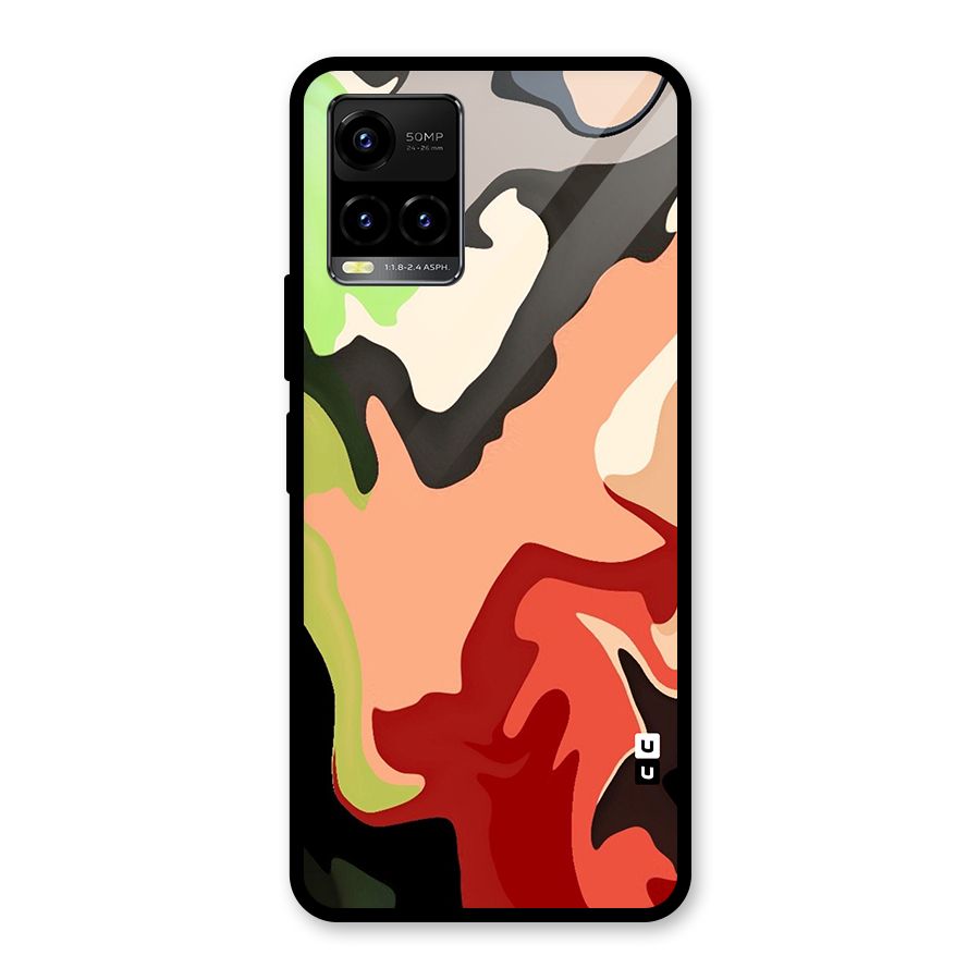 Geometric Abstract Acrylic Oil Pattern Art Glass Back Case for Vivo Y21A