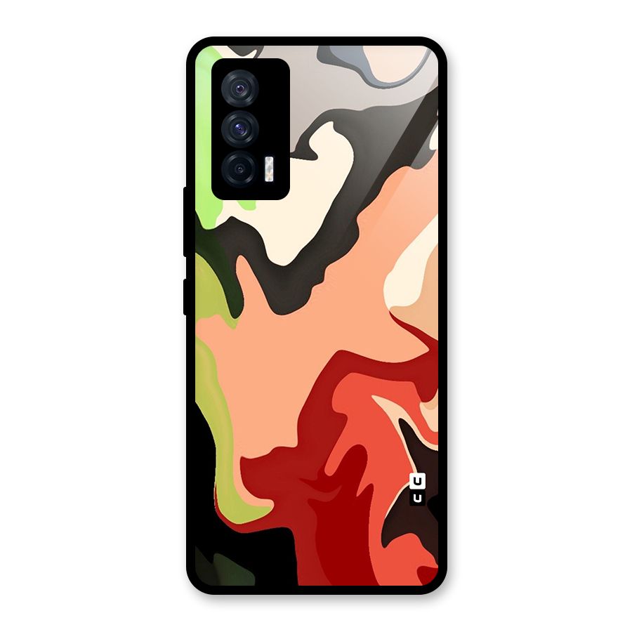 Geometric Abstract Acrylic Oil Pattern Art Glass Back Case for Vivo iQOO 7 5G