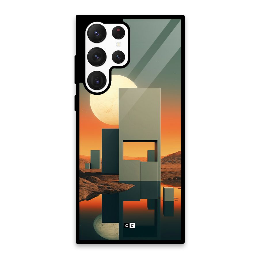 Geometric Sculpture Glass Back Case for Galaxy S22 Ultra 5G
