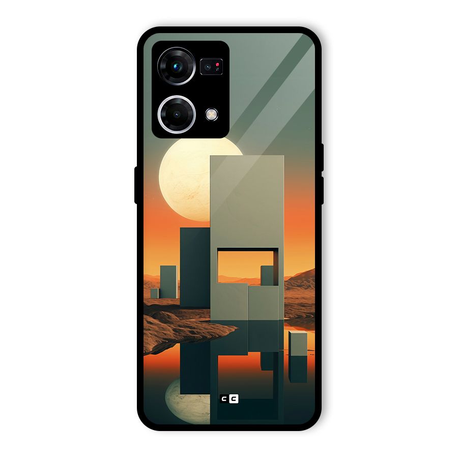 Geometric Sculpture Glass Back Case for Oppo F21 Pro 5G