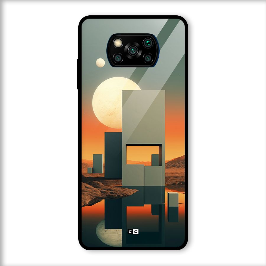 Geometric Sculpture Glass Back Case for Poco X3