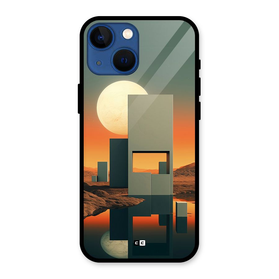 Geometric Sculpture Glass Back Case for iPhone 13 Mini