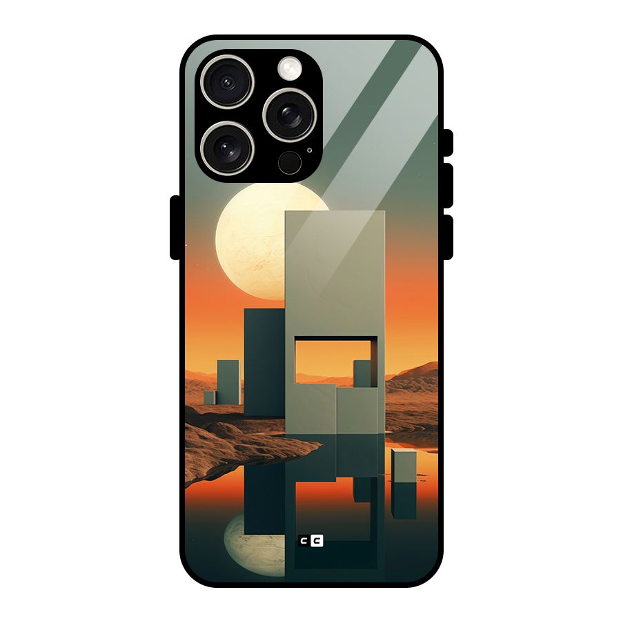 Geometric Sculpture Glass Back Case for iPhone 15 Pro Max