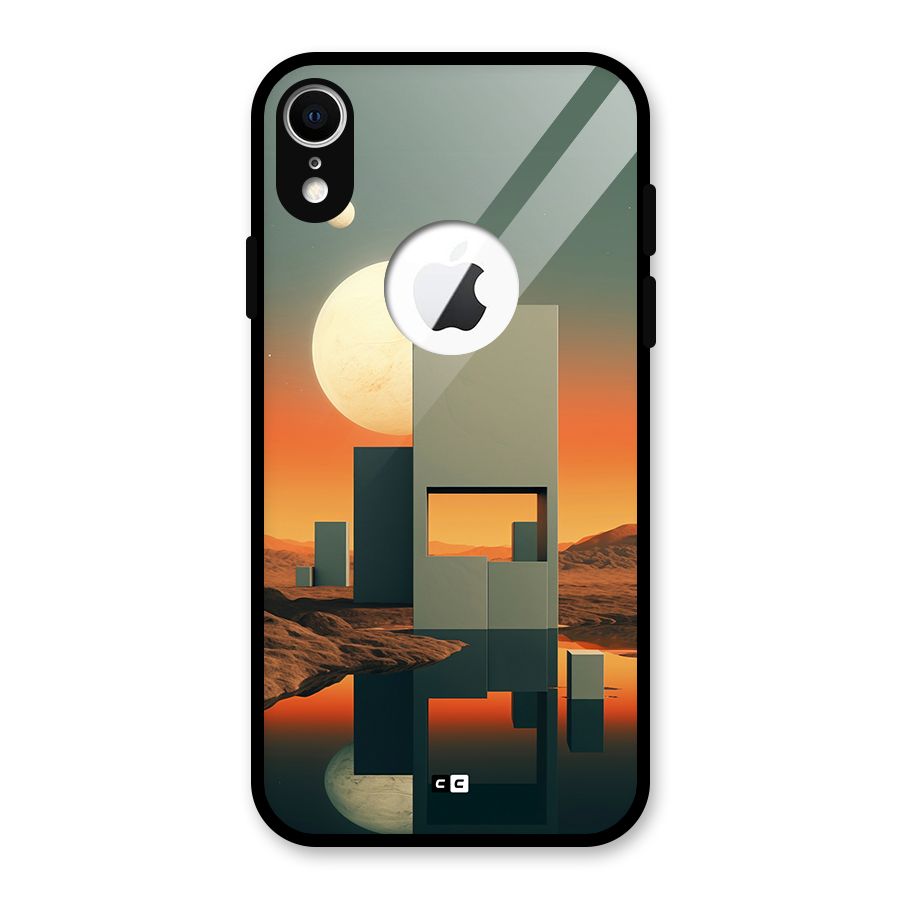 Geometric Sculpture Glass Back Case for iPhone XR Logo Cut
