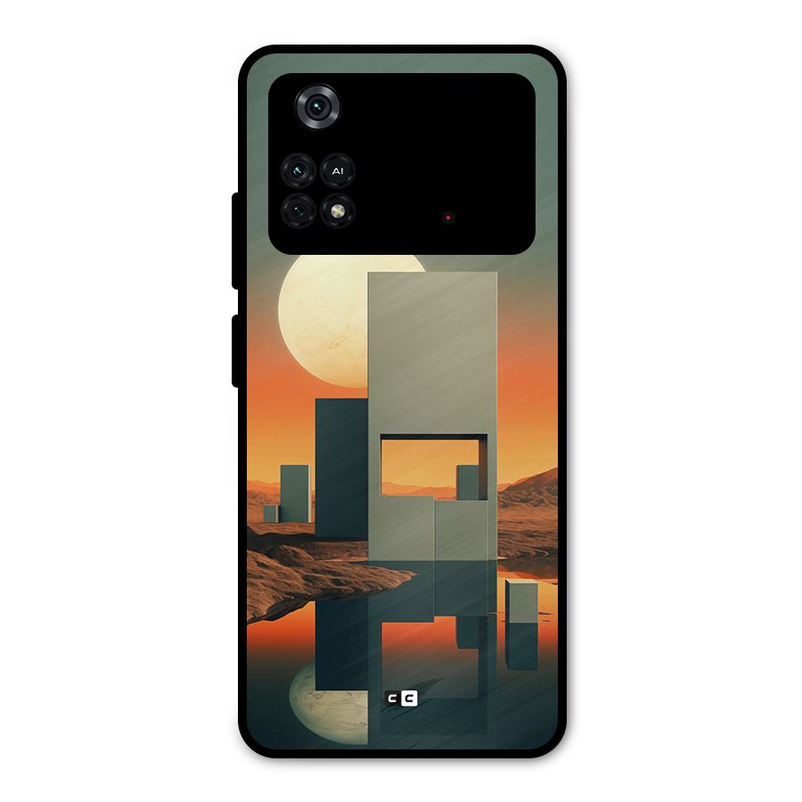 Geometric Sculpture Metal Back Case for Poco M4 Pro 4G