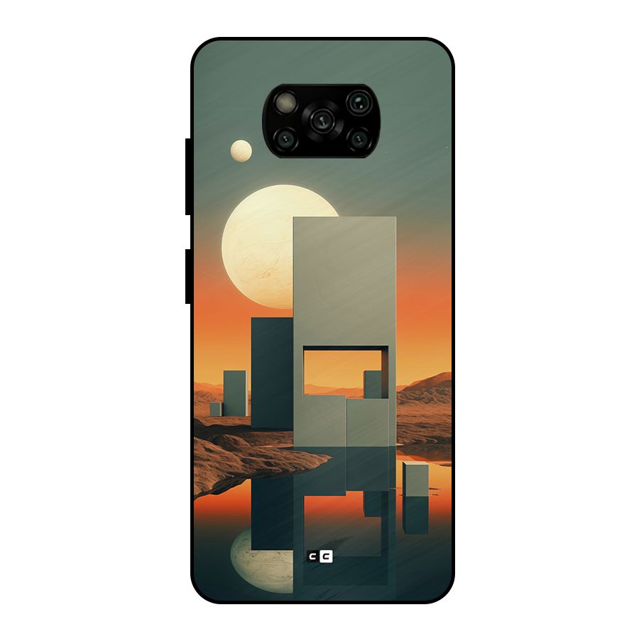 Geometric Sculpture Metal Back Case for Poco X3