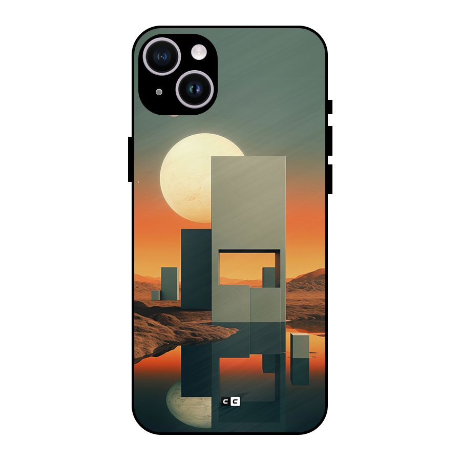 Geometric Sculpture Metal Back Case for iPhone 14 Plus