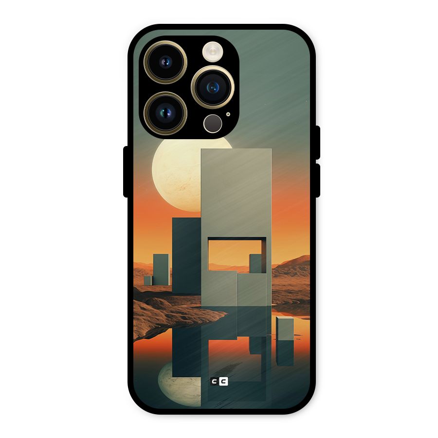 Geometric Sculpture Metal Back Case for iPhone 14 Pro