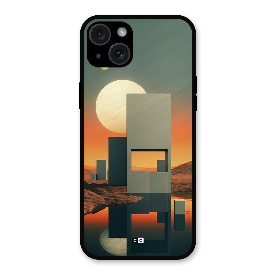 Geometric Sculpture Metal Back Case for iPhone 15 Plus