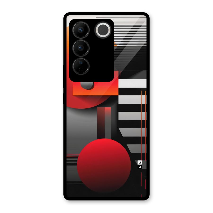 Geometrical Marvel Glass Back Case for Vivo V27