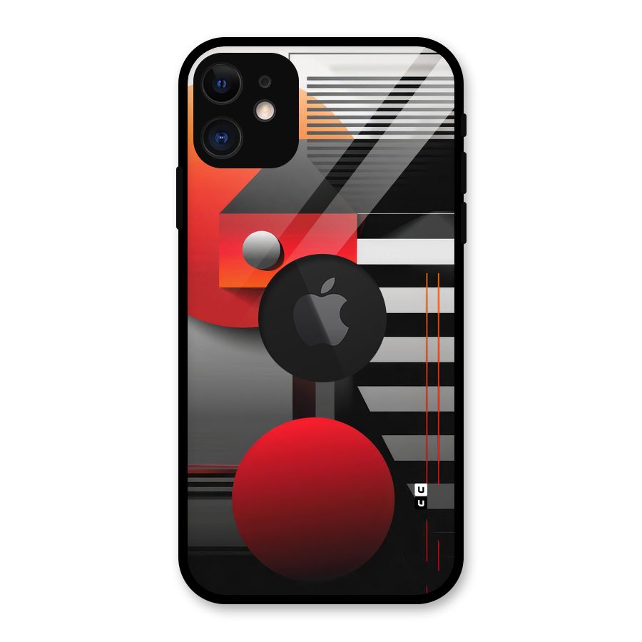 Geometrical Marvel Glass Back Case for iPhone 11 Logo Cut