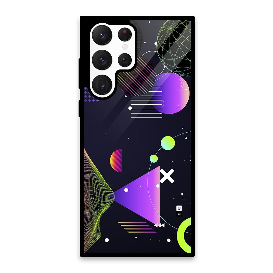 Geometrical Wireframe Glass Back Case for Galaxy S22 Ultra 5G