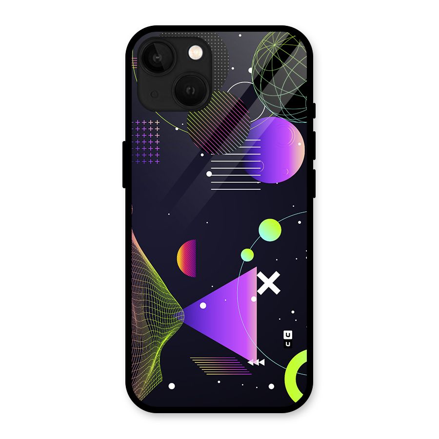 Geometrical Wireframe Glass Back Case for iPhone 13