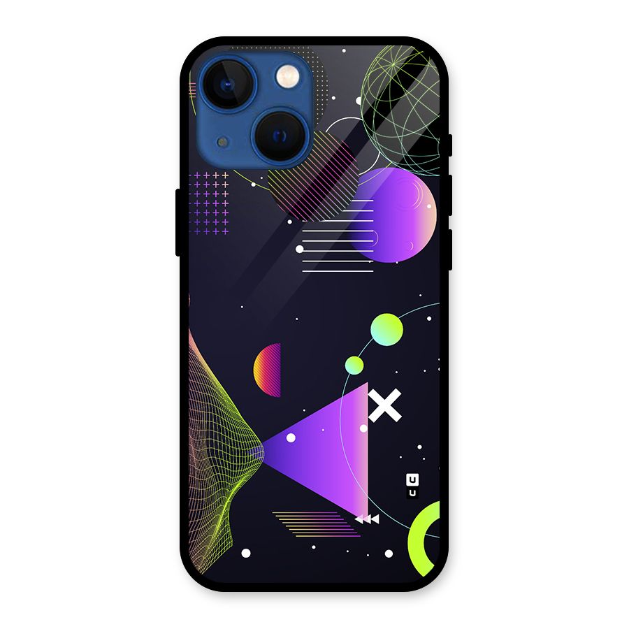 Geometrical Wireframe Glass Back Case for iPhone 13 Mini
