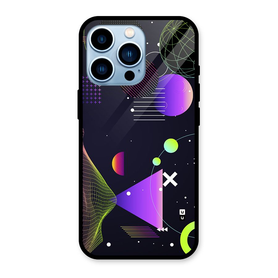 Geometrical Wireframe Glass Back Case for iPhone 13 Pro