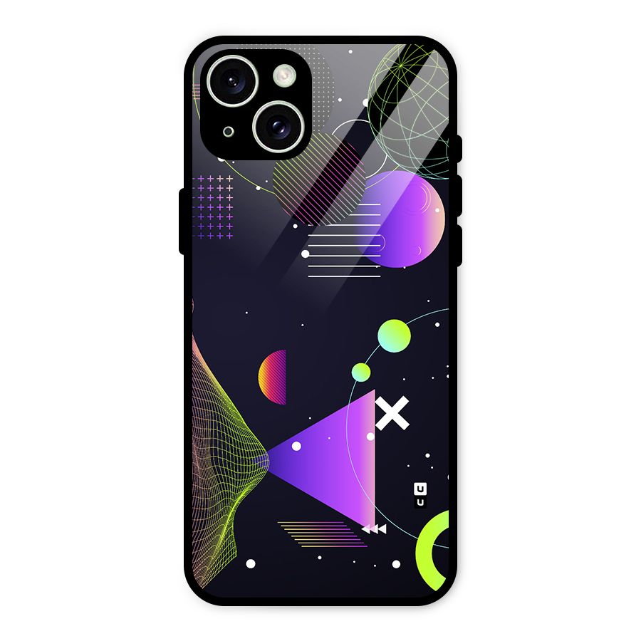 Geometrical Wireframe Glass Back Case for iPhone 15 Plus