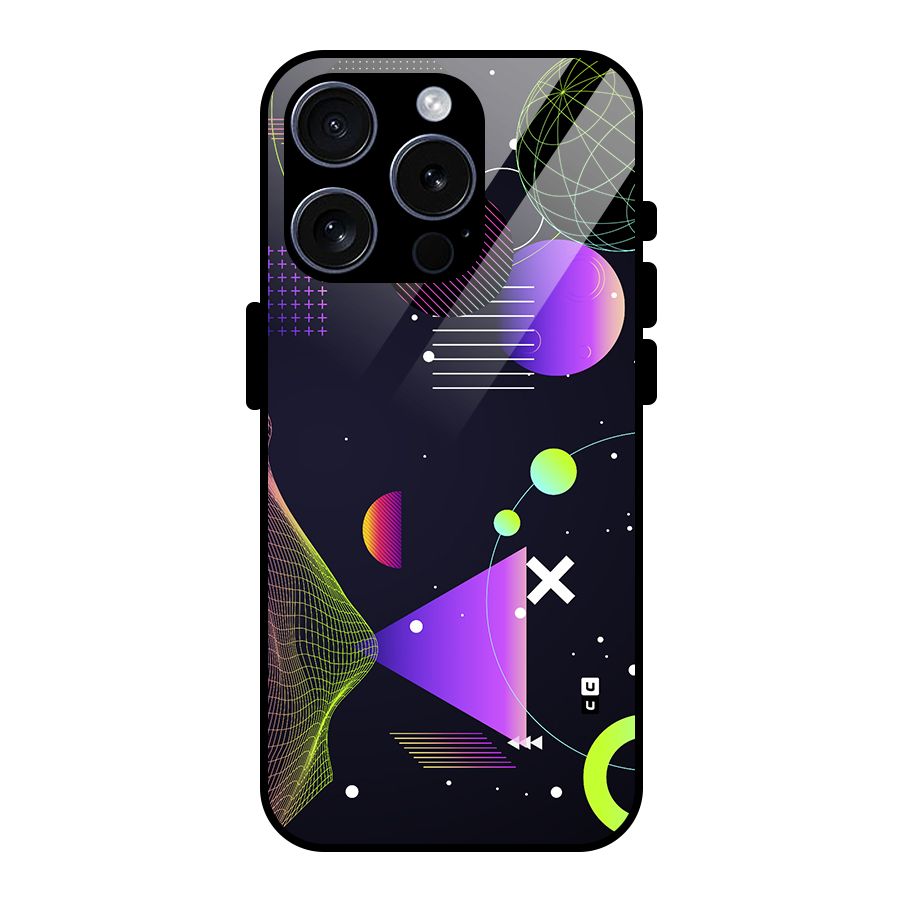 Geometrical Wireframe Glass Back Case for iPhone 15 Pro
