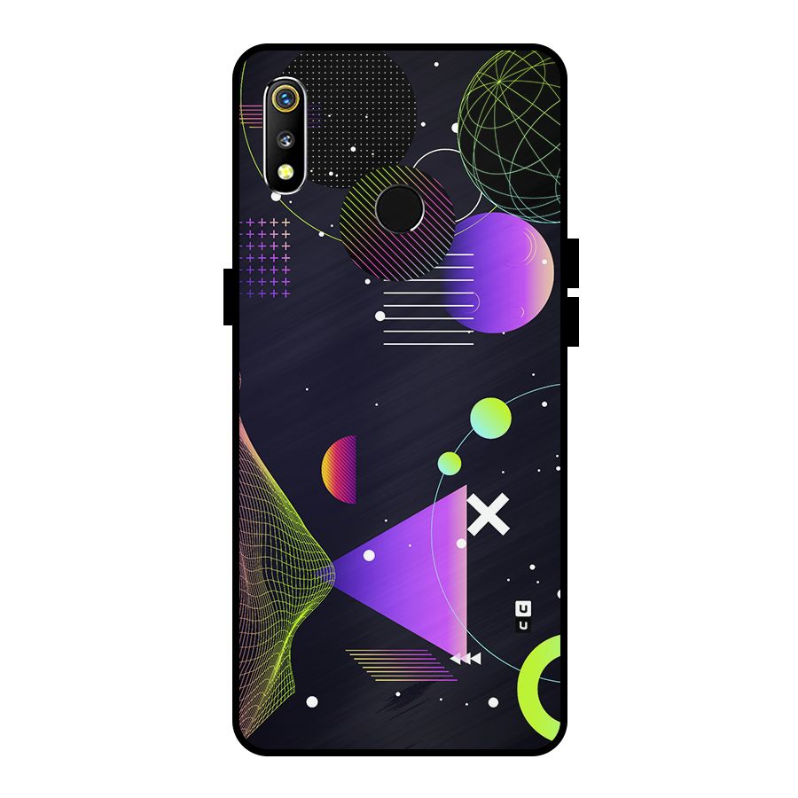 Geometrical Wireframe Metal Back Case for Realme 3i